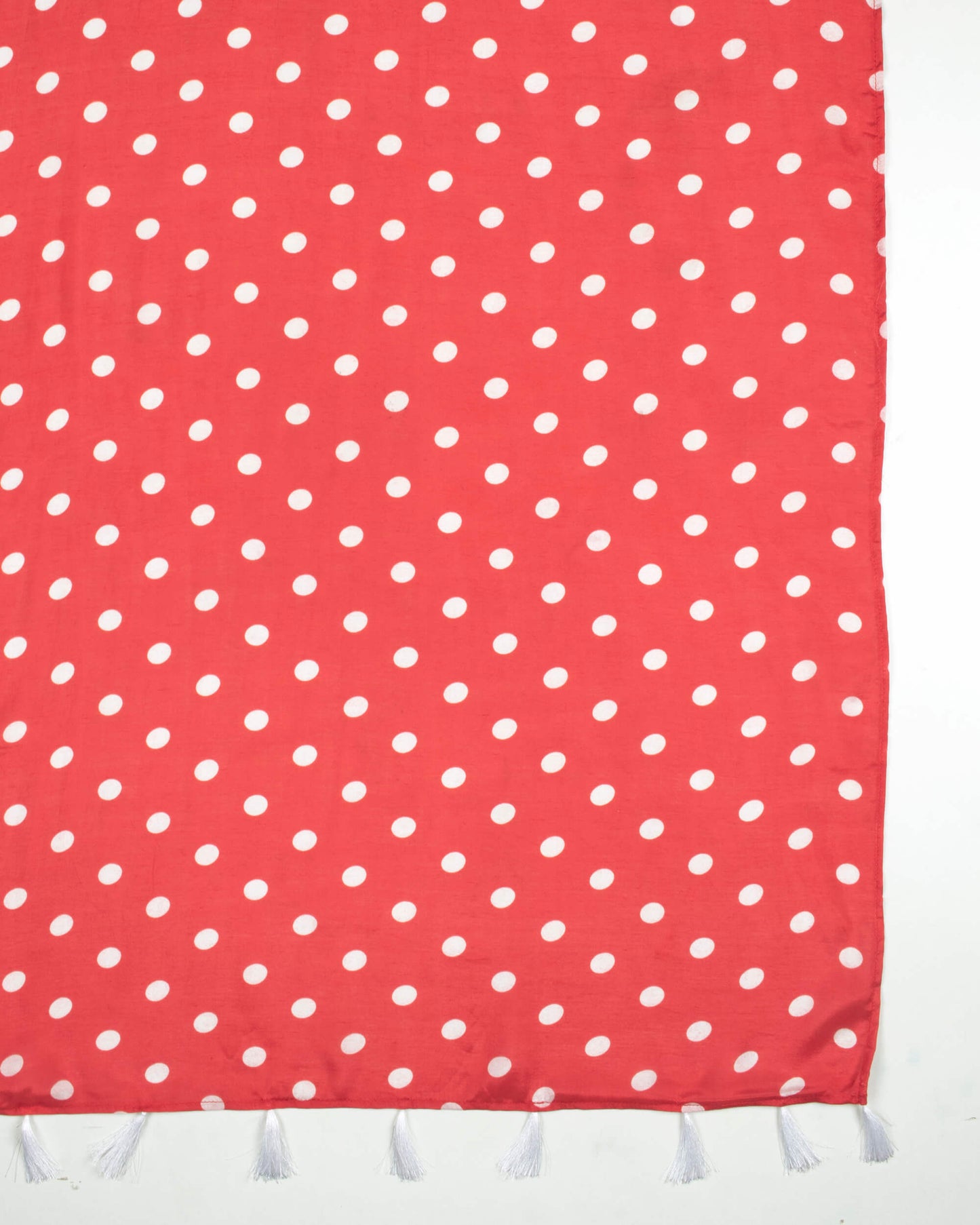 Red And White Polka Dots Pattern Digital Print Viscose Muslin Stole