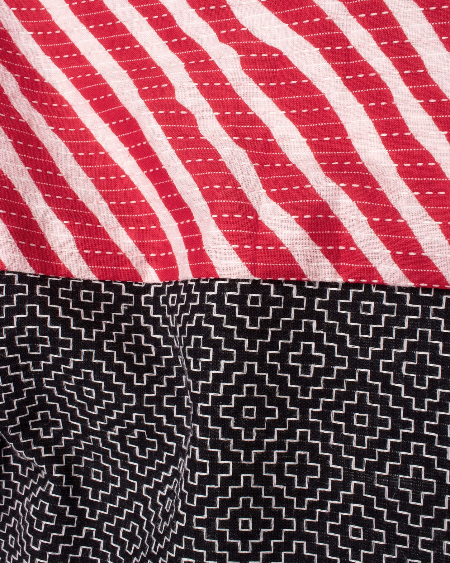 Multi-Color Stripes Pattern Kantha Cotton Stole