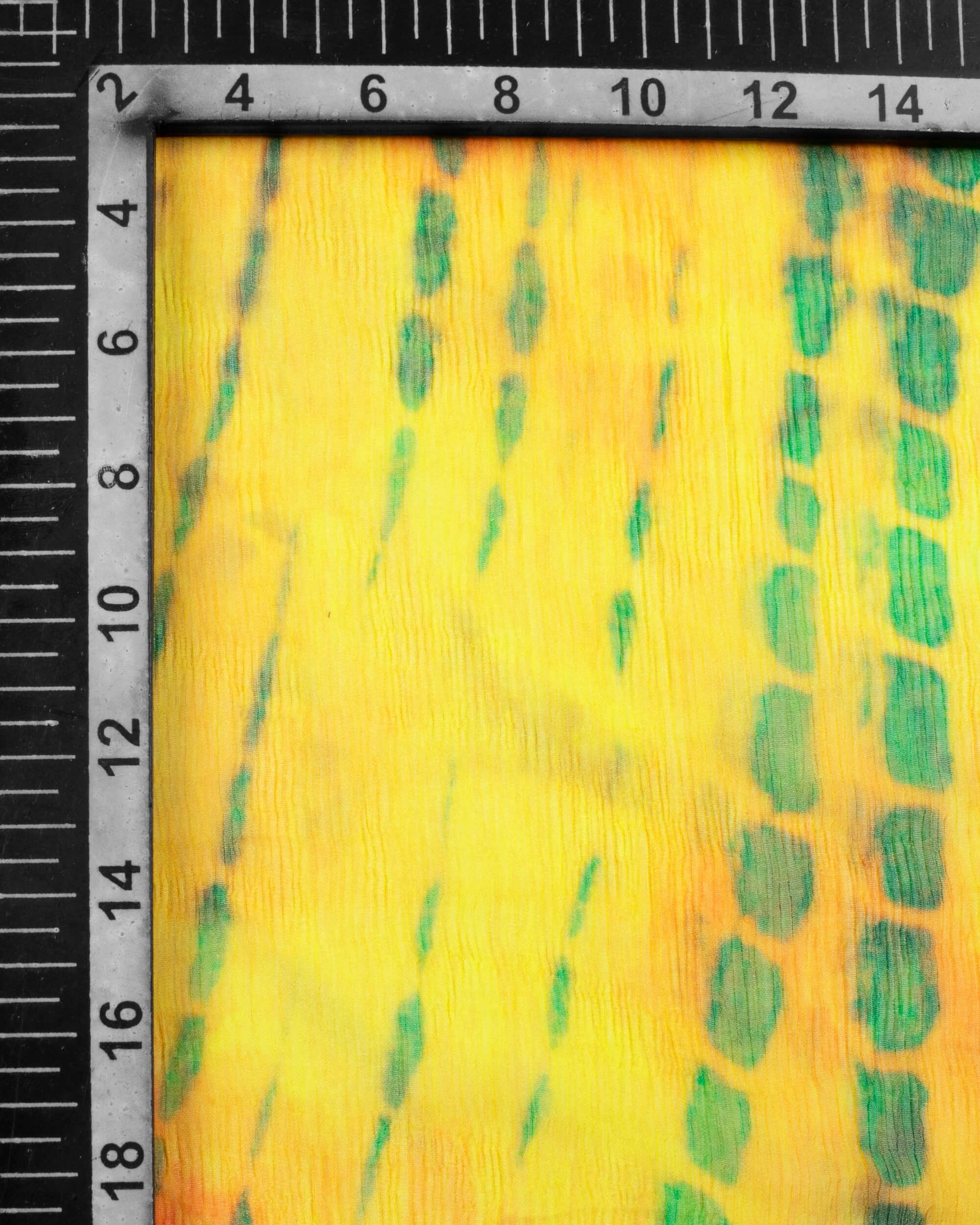 Yellow And Green Shibori Pattern Digital Print Bemberg Chiffon Dupatta With Tassels - Fabcurate