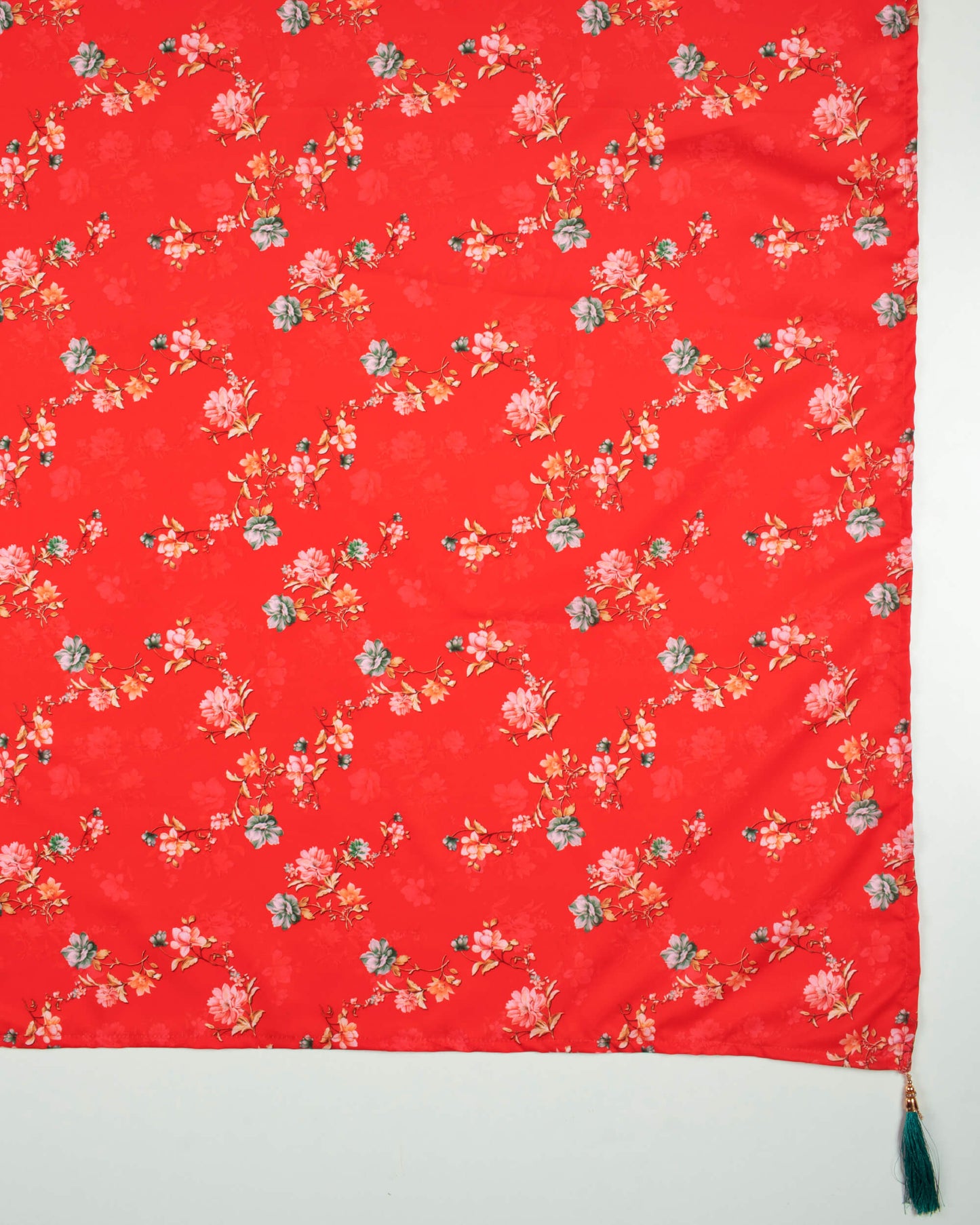 Red And Pink Floral Pattern Digital Print American Crepe Scarf