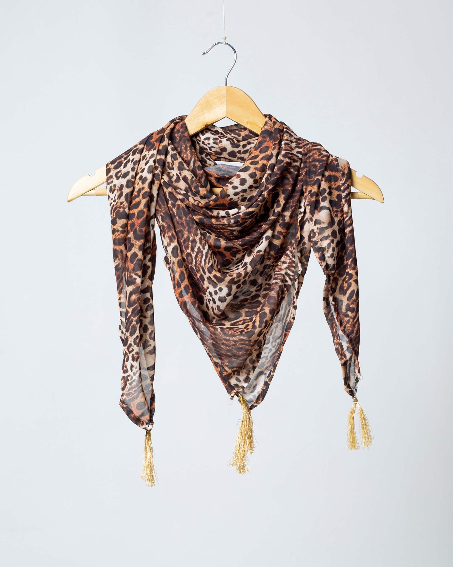 Black And Pecan Brown Animal Pattern Digital Print Georgette Scarf