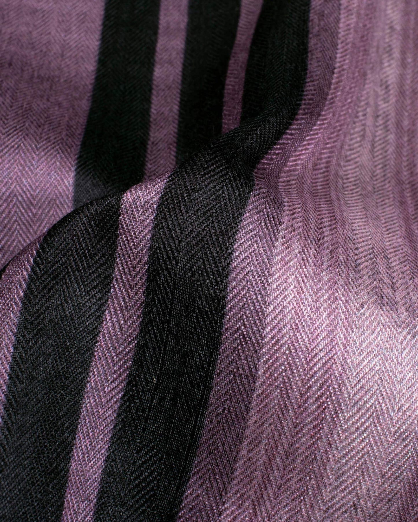 Black And Pastel Pink Stripes Pattern Digital Print Gadwal Silk Stole With Tassels - Fabcurate