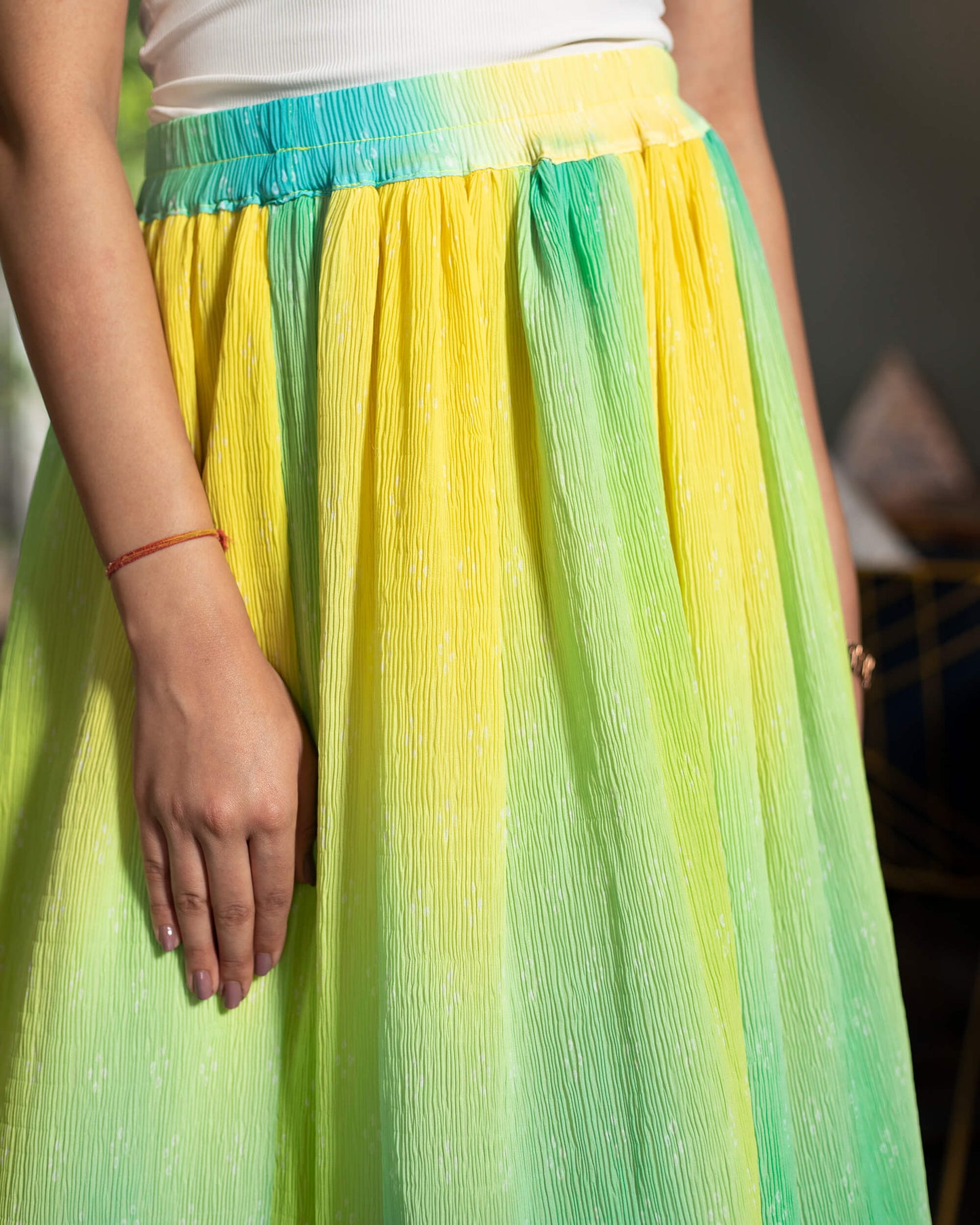 Ombre Pleated Midi Skirt