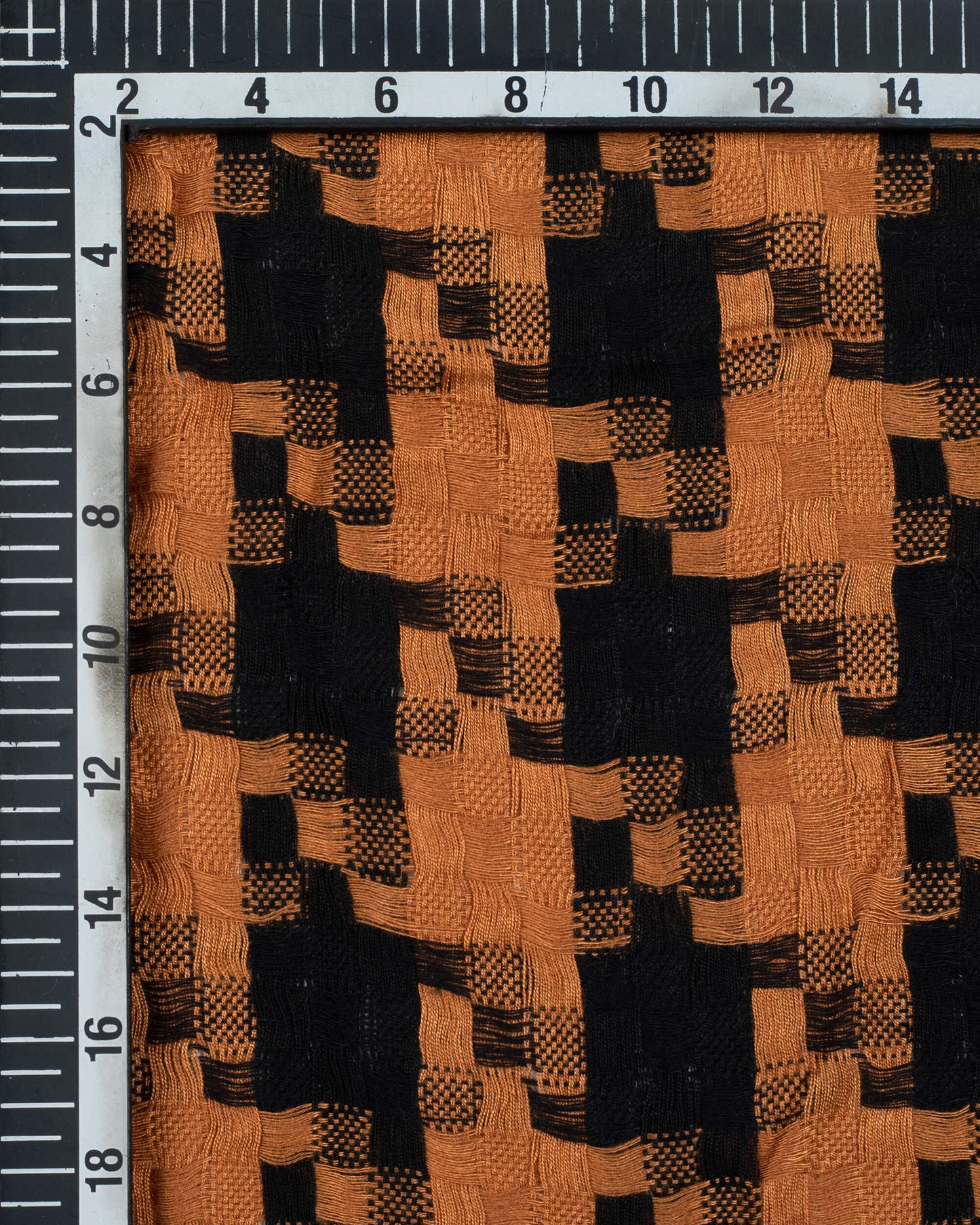 Pastel Orange And Black Checks Pattern Woven Bhagalpuri Cotton By Viscose Stole - Fabcurate