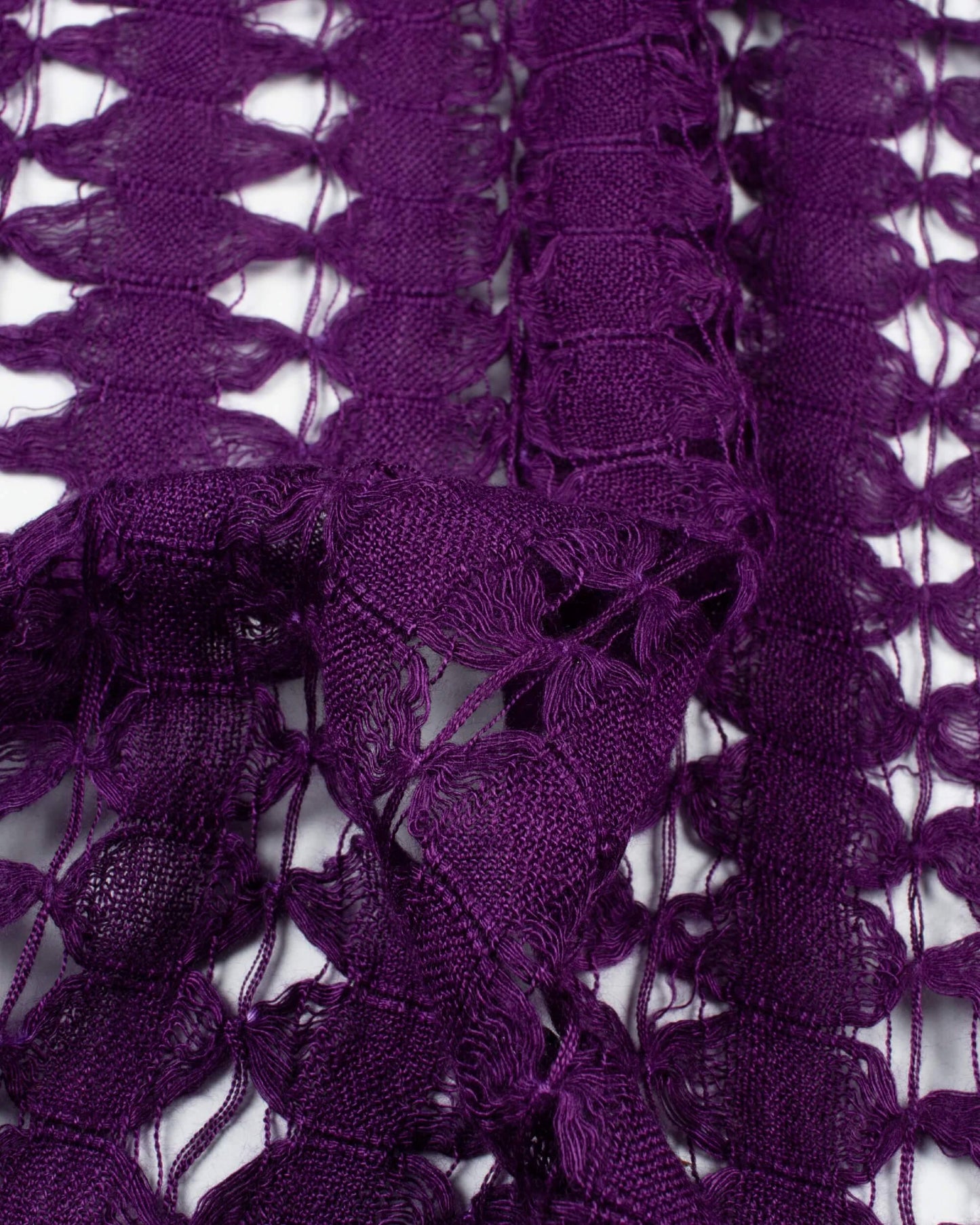 Grape Purple Plain Woven Bhagalpuri Viscose Dobby Net Stole With Tassels - Fabcurate