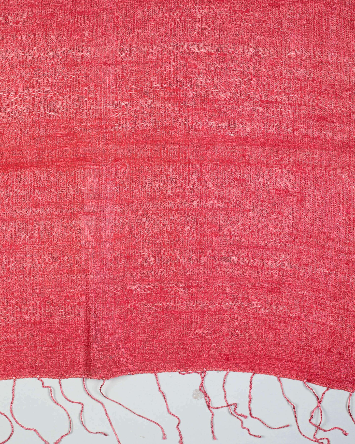 Brick Red Plain Woven Bhagalpuri Dupion Tusser Silk Stole - Fabcurate