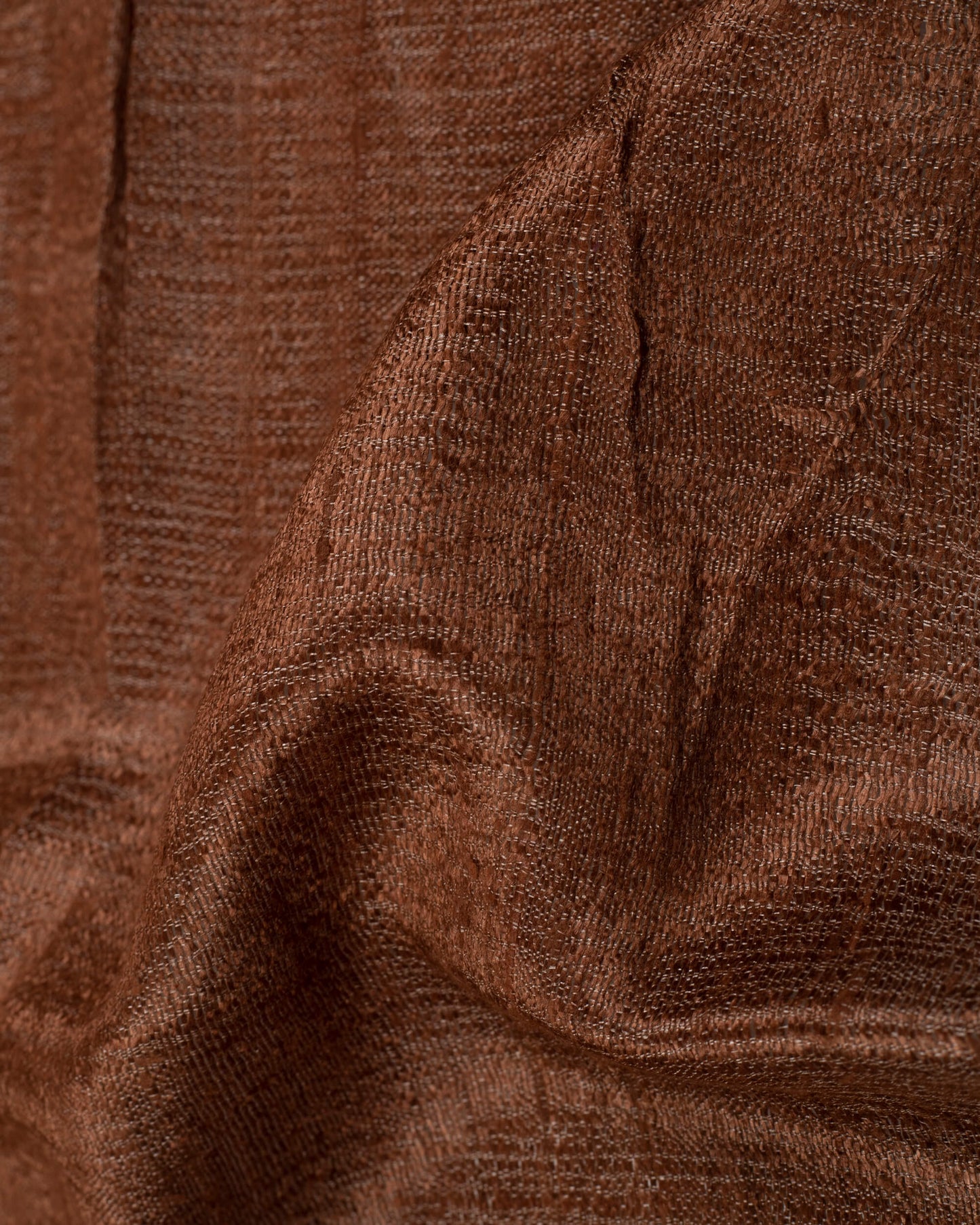 Peanut Brown Plain Woven Bhagalpuri Dupion Tusser Silk Stole - Fabcurate
