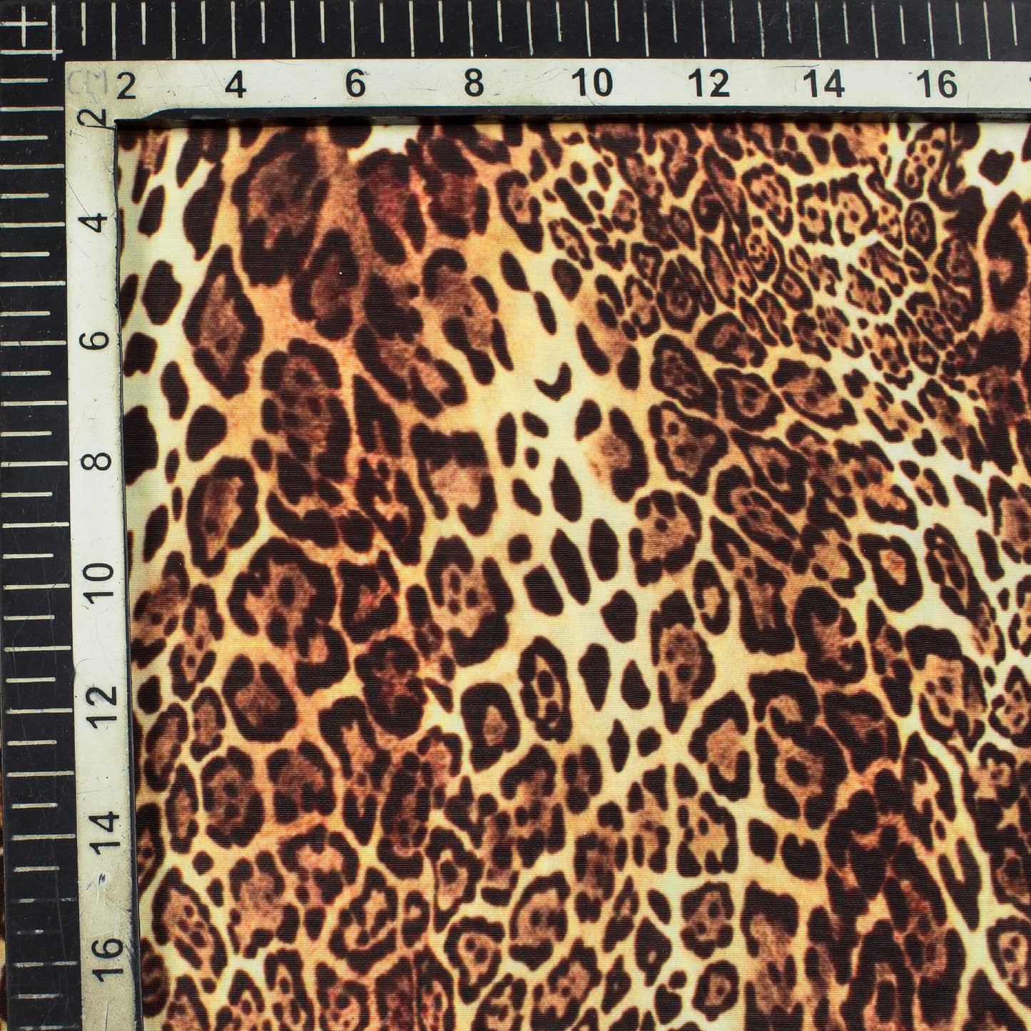 Orange And Black Leopard Animal Pattern Digital Print Crepe Silk Fabric - Fabcurate