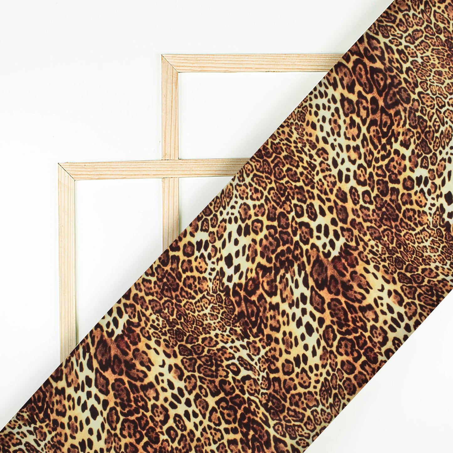 Orange And Black Leopard Animal Pattern Digital Print Crepe Silk Fabric - Fabcurate