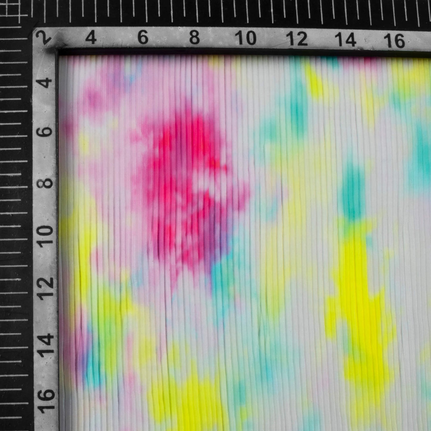 Multi-Color Tie & Dye Pattern Digital Print Liquid Organza Pleated Fabric - Fabcurate