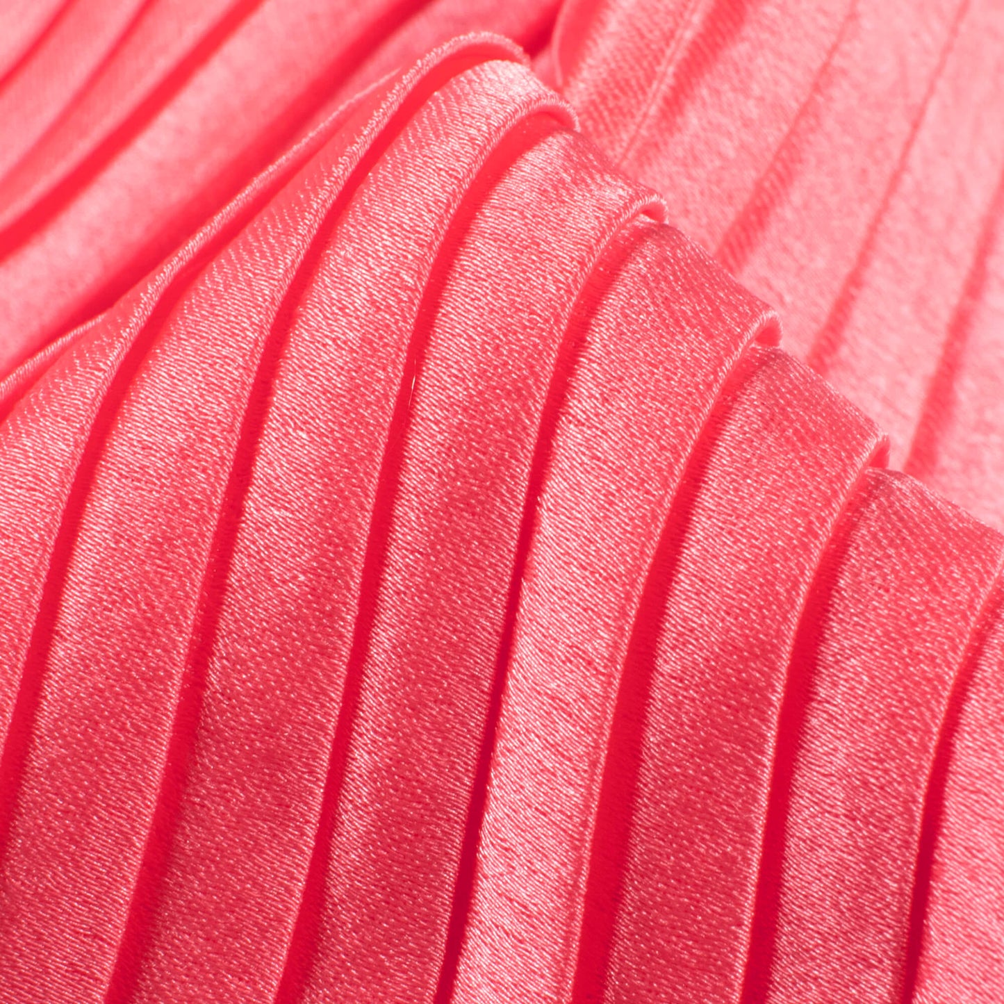 Watermelon Pink Plain Japan Satin Pleated Fabric