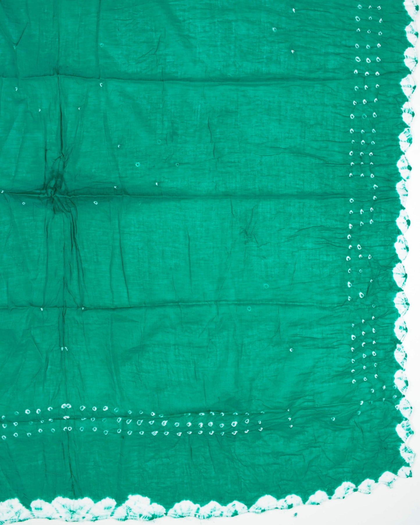 Ocean Green Kutchi Bandhani Unstitched Cotton Suit With Dupatta