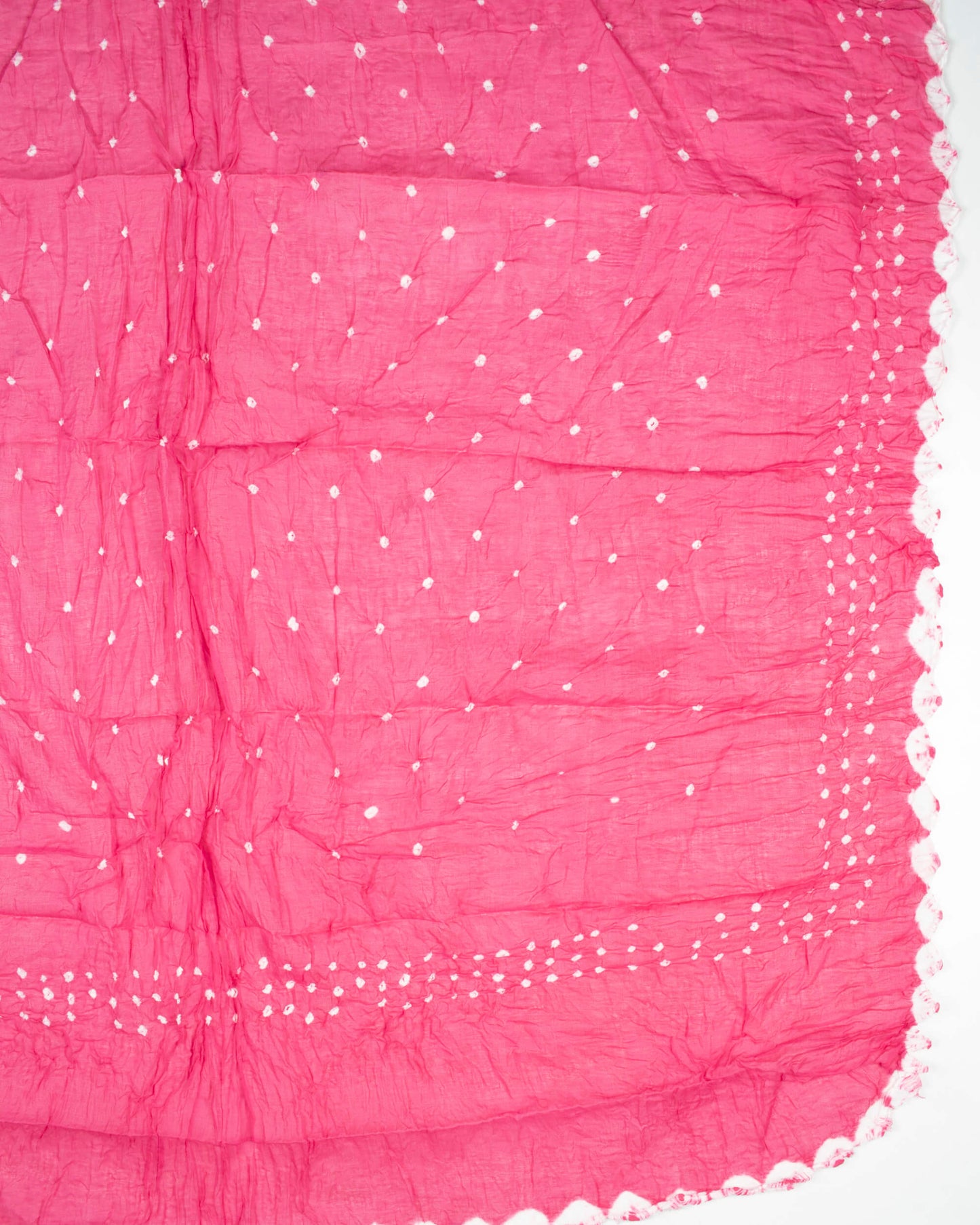 Hot Pink Kutchi Bandhani Unstitched Cotton Suit With Dupatta