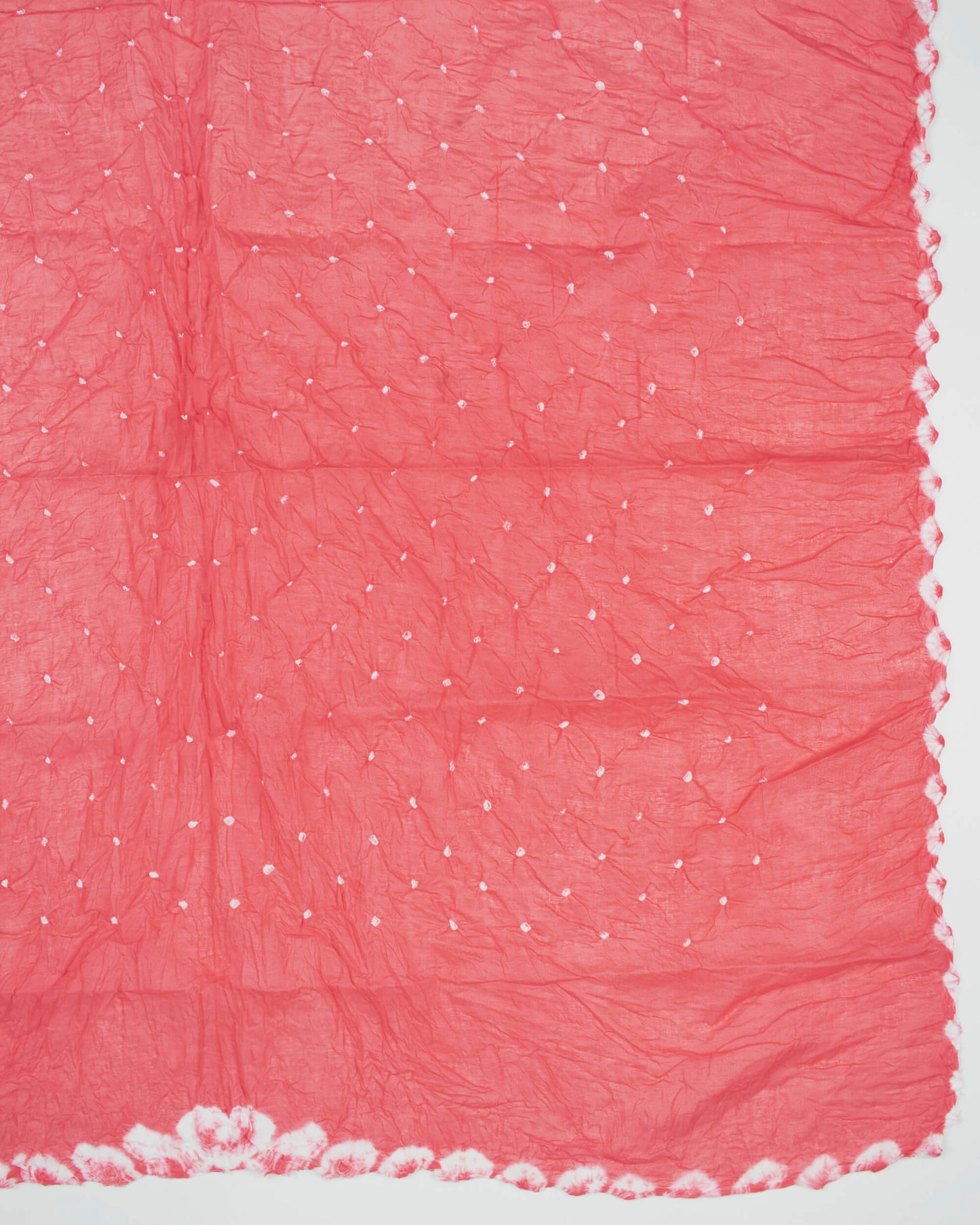 Punch Pink Kutchi Bandhani Unstitched Cotton Suit With Dupatta