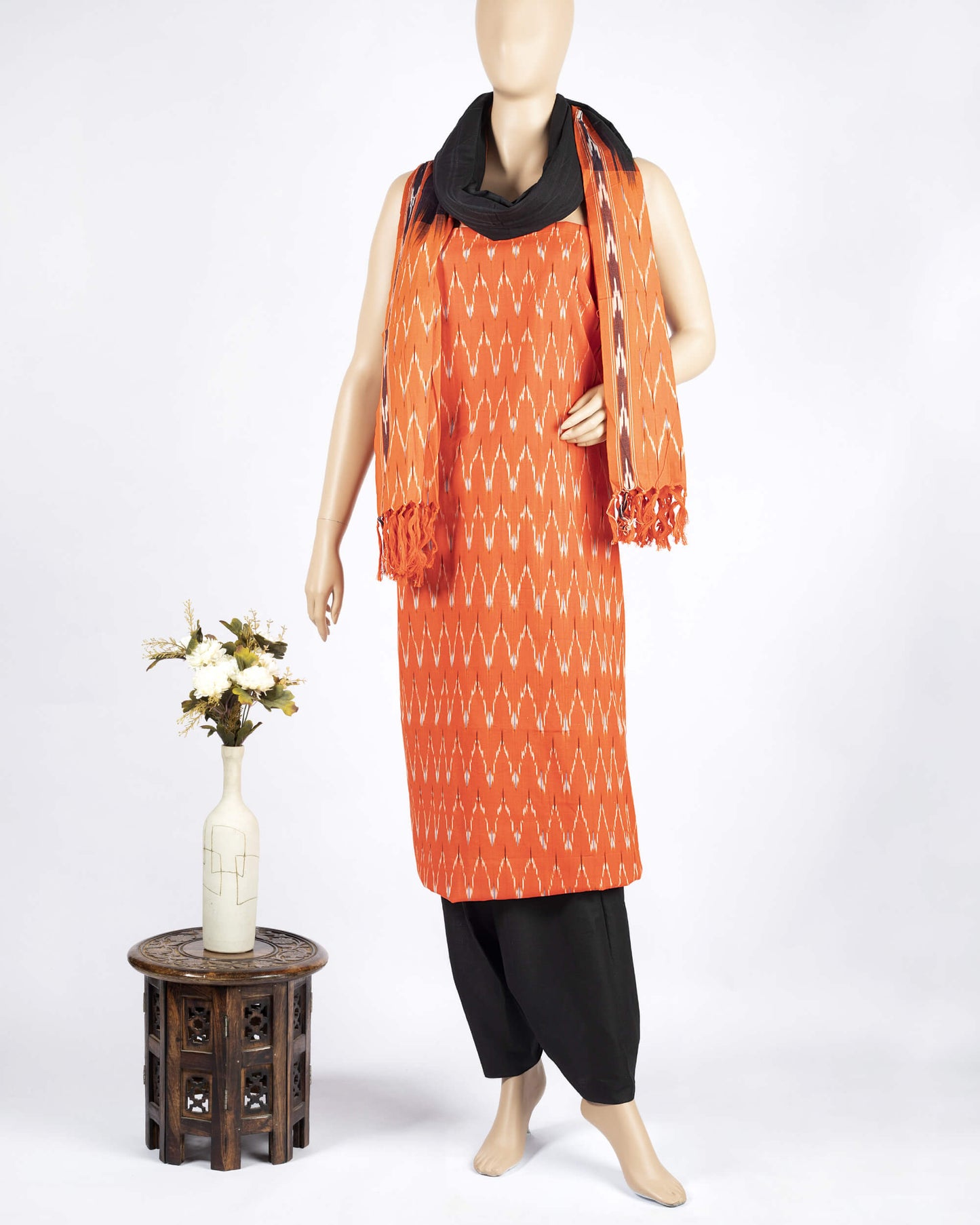 Pochampally Ikat Weave Cotton 3PC Unstiched Suit Set