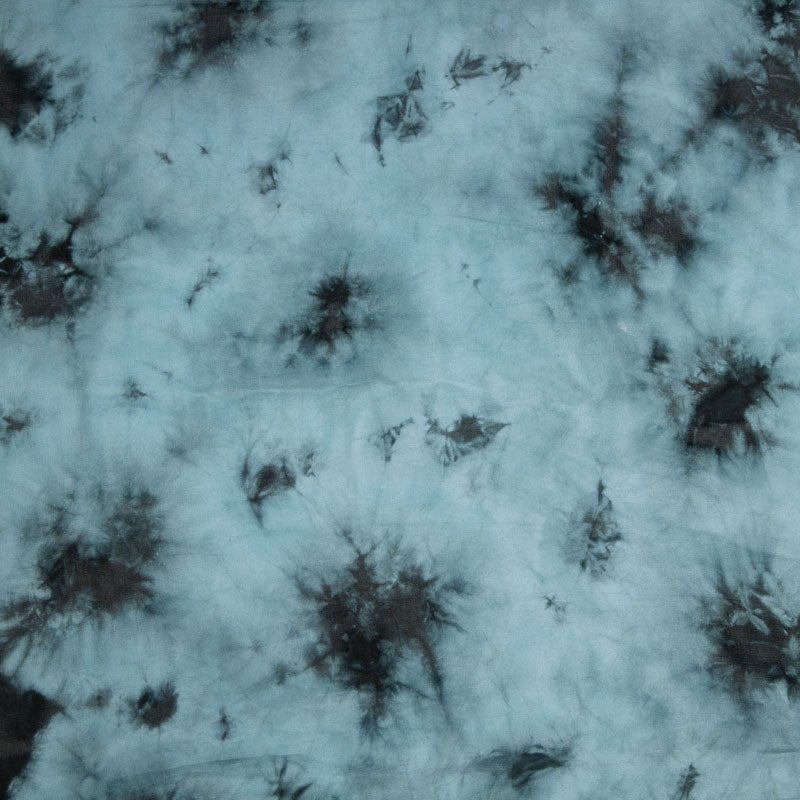 Turquoise Light Blue Shibori Pattern Viscose Art Jute Fabric