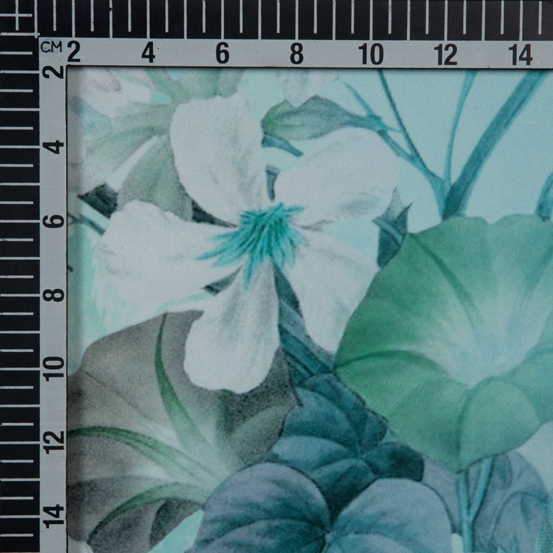 Ivory Floral Satin Fabric