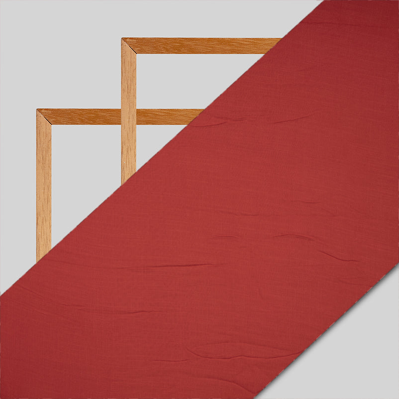 Crimson Red Plain Rayon Slub Fabric