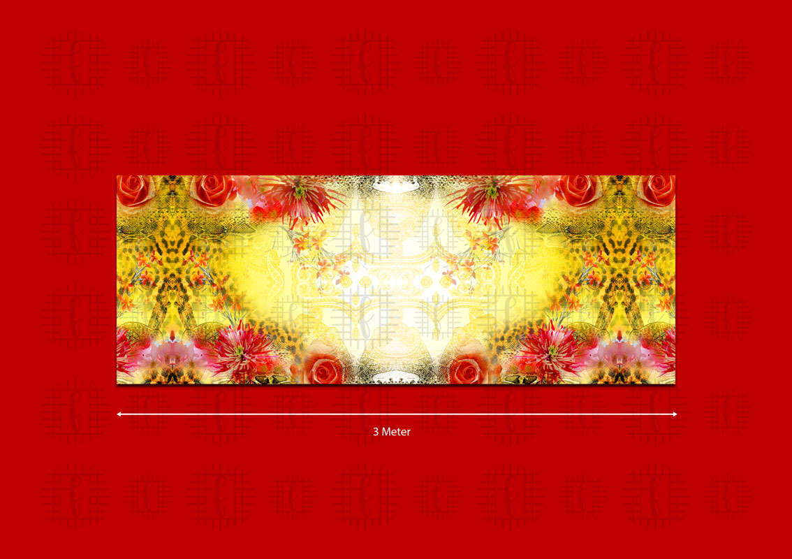 Mellow Yellow And Red Floral Pattern Unstitched Georgette Kaftan