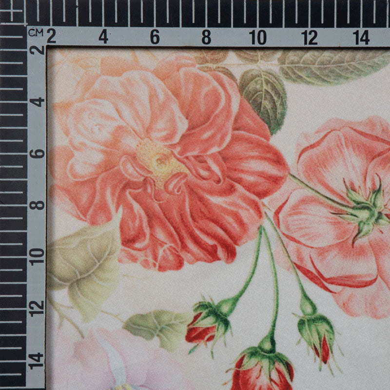 Light Orange Floral Pattern Filter Crepe Fabric