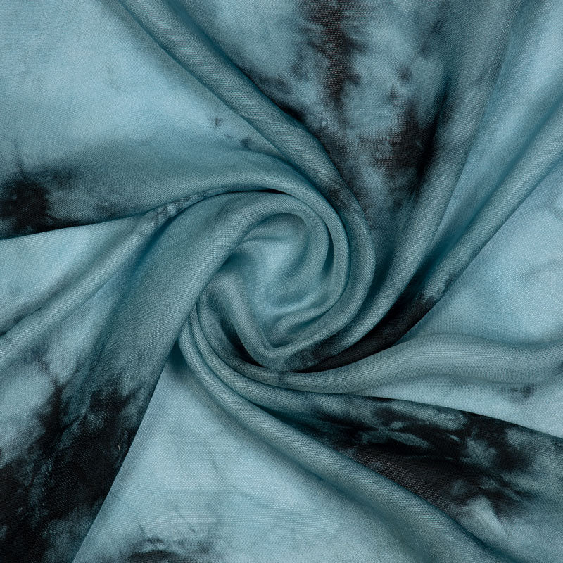 Turquoise Light Blue Shibori Pattern Viscose Art Jute Fabric