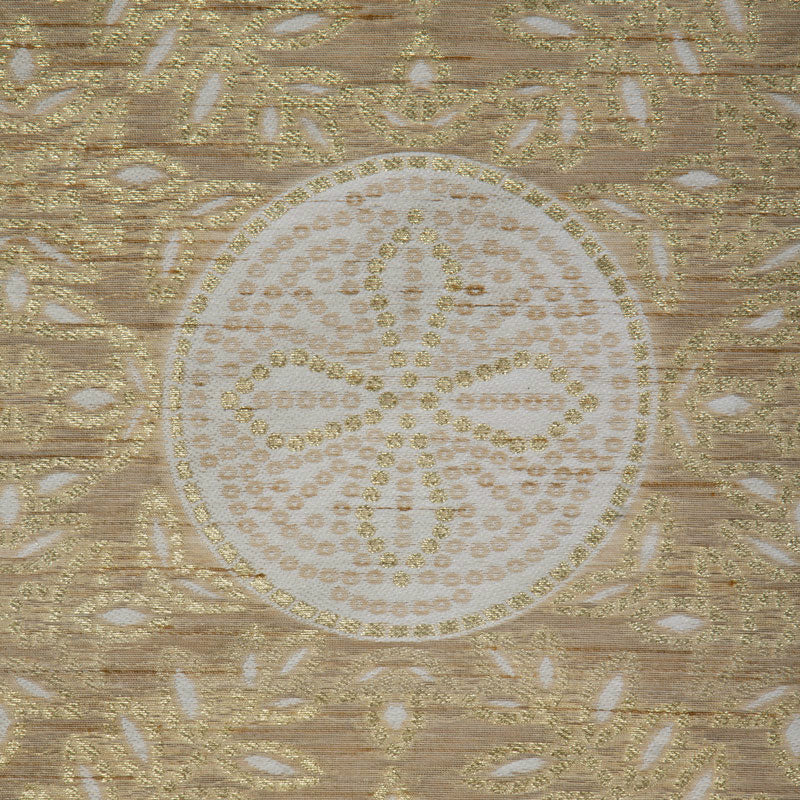 Beige Geometric Pattern Jari Jacquard Art Tussar Silk Unstiched Top