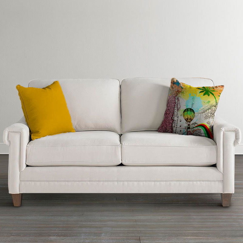 Velvet World Map Pattern For Cushion Cover