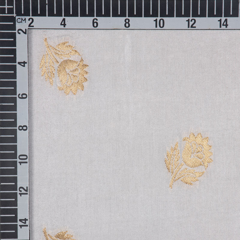 White Ethnic Pattern Jacquard Silk Dupatta