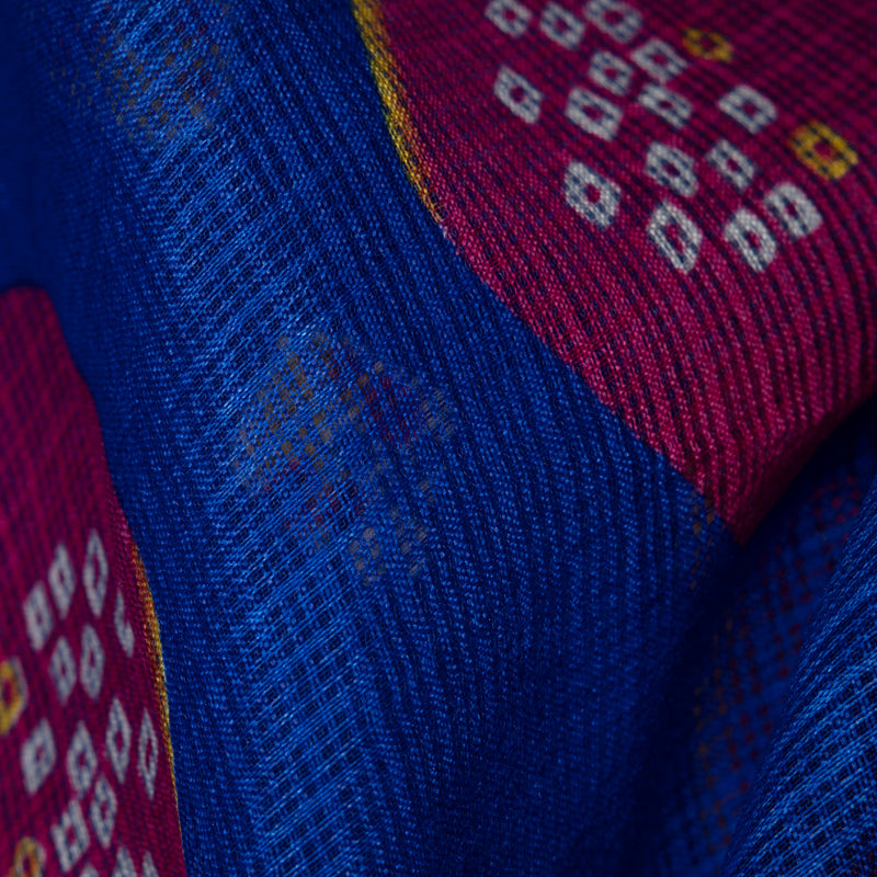 Royal Blue Bandhani Pattern Kota Doria Fabric