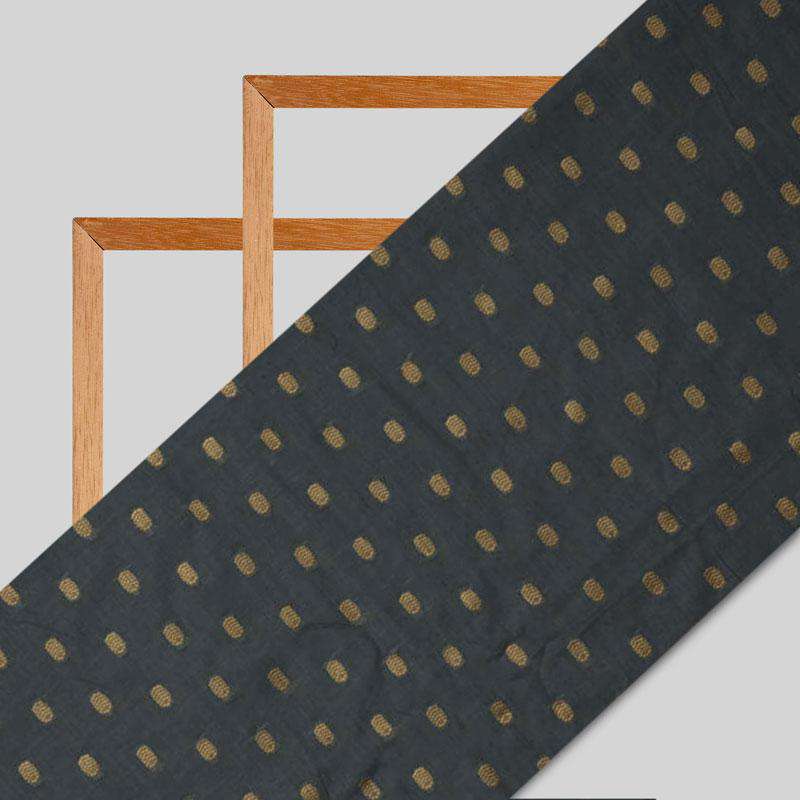 Dark Grey Buti Cotton Jari Jacquard Fabric