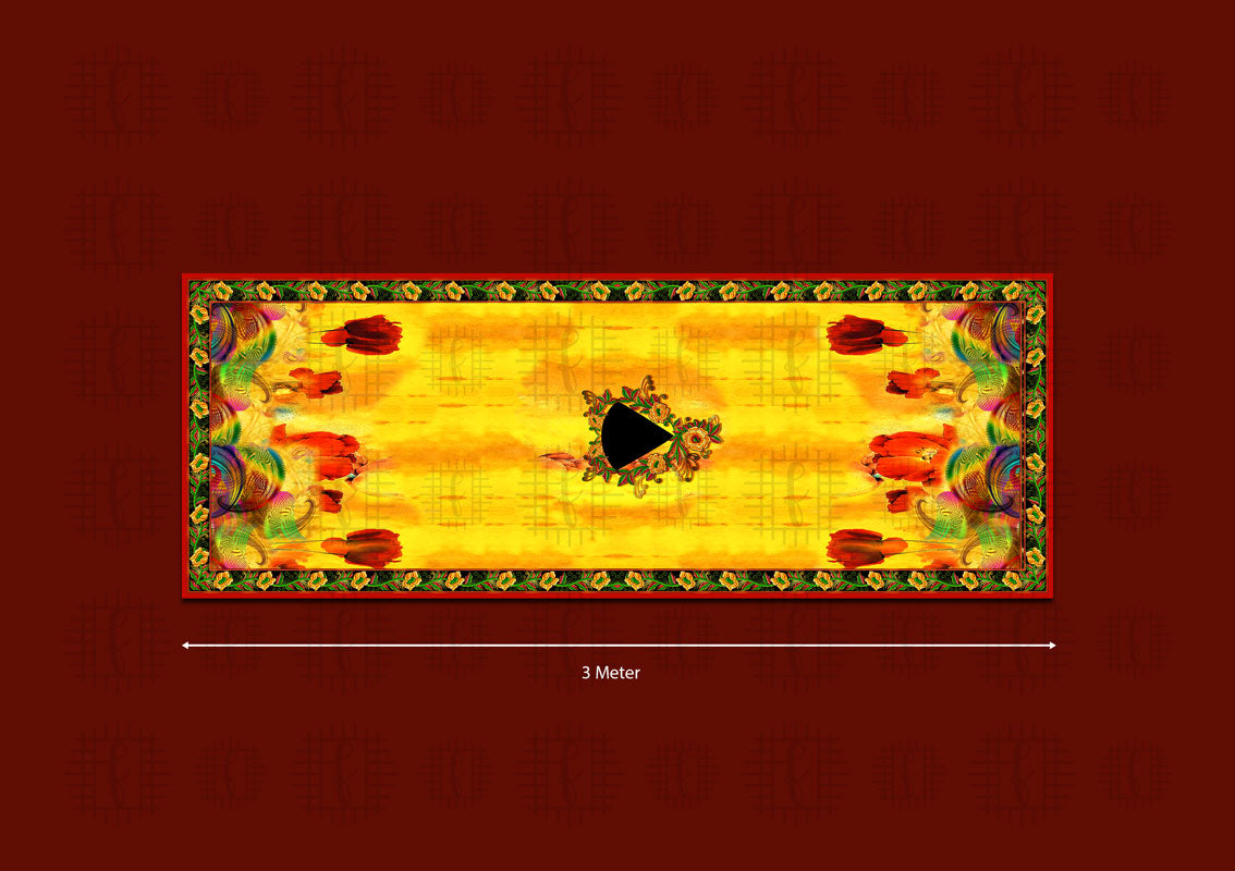 Yellow And Red Floral Pattern Unstitched Georgette Kaftan