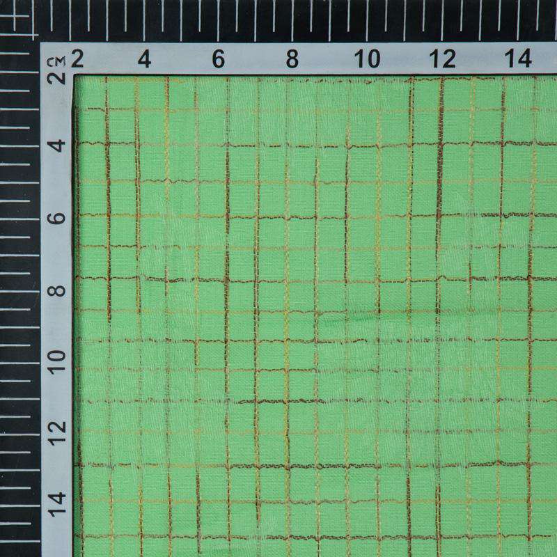 Light Green Checks Pattern Jacquard Cotton Satin Fabric