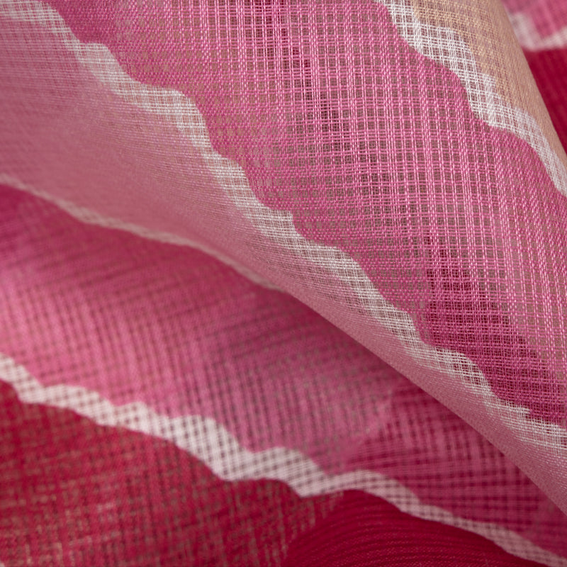 Pink Leheriya Pattern Kota Doria Fabric