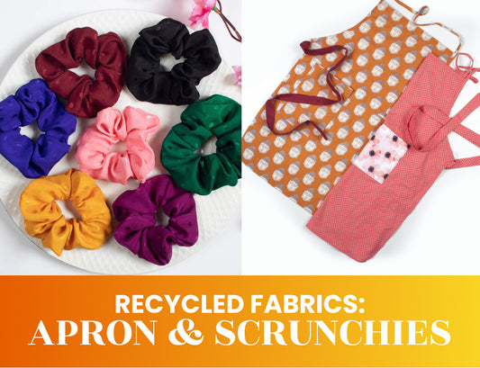 Recycled fabrics: Apron & Scrunchies