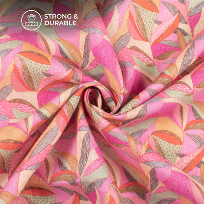 Pink Vintage Floral Digital Print Premium Swiss Linen Fabric
