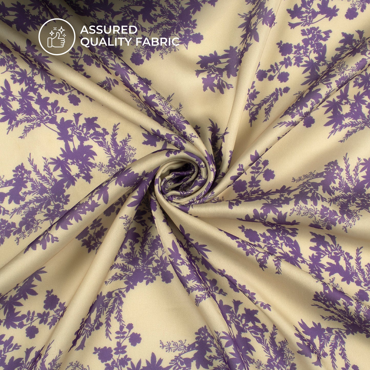 Purple Floral Digital Print Georgette Satin Fabric