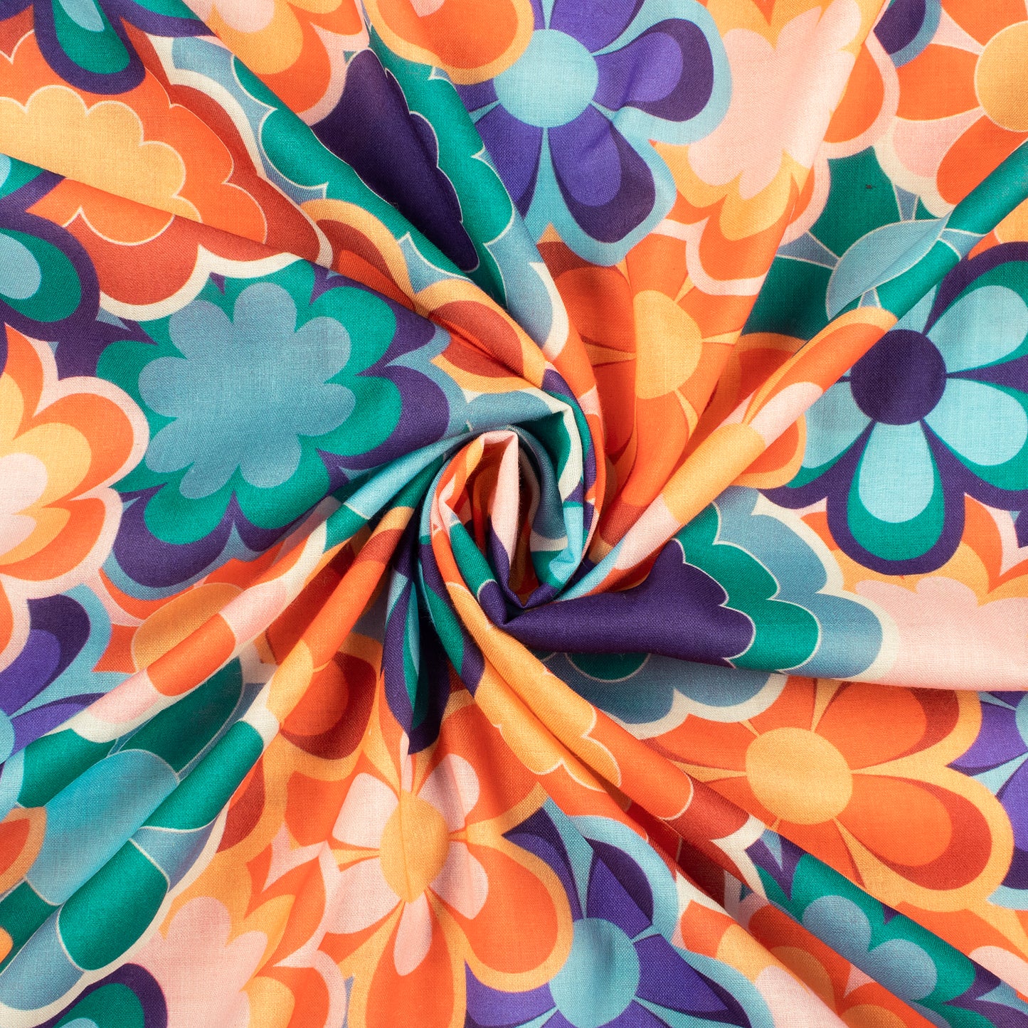 Charming Floral Digital Print Poly Glazed Cotton Fabric
