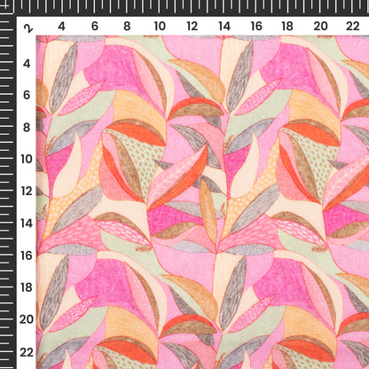Pink Vintage Floral Digital Print Premium Swiss Linen Fabric