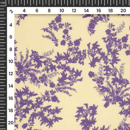 Purple Floral Digital Print Georgette Satin Fabric