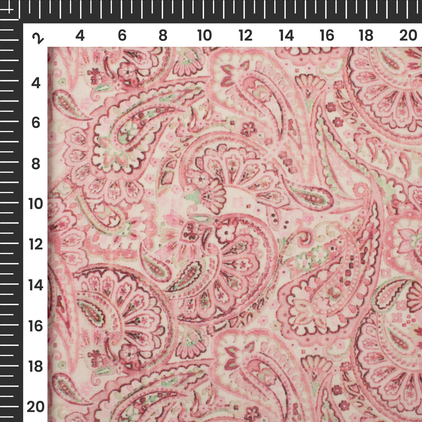 Flamingo Pink Paisley Digital Print Poly Cambric Fabric