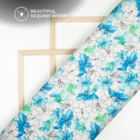 Charming Floral Digital Print Sequins Premium Georgette Fabric