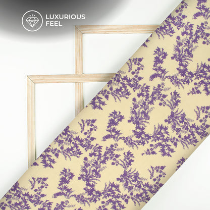Purple Floral Digital Print Georgette Satin Fabric