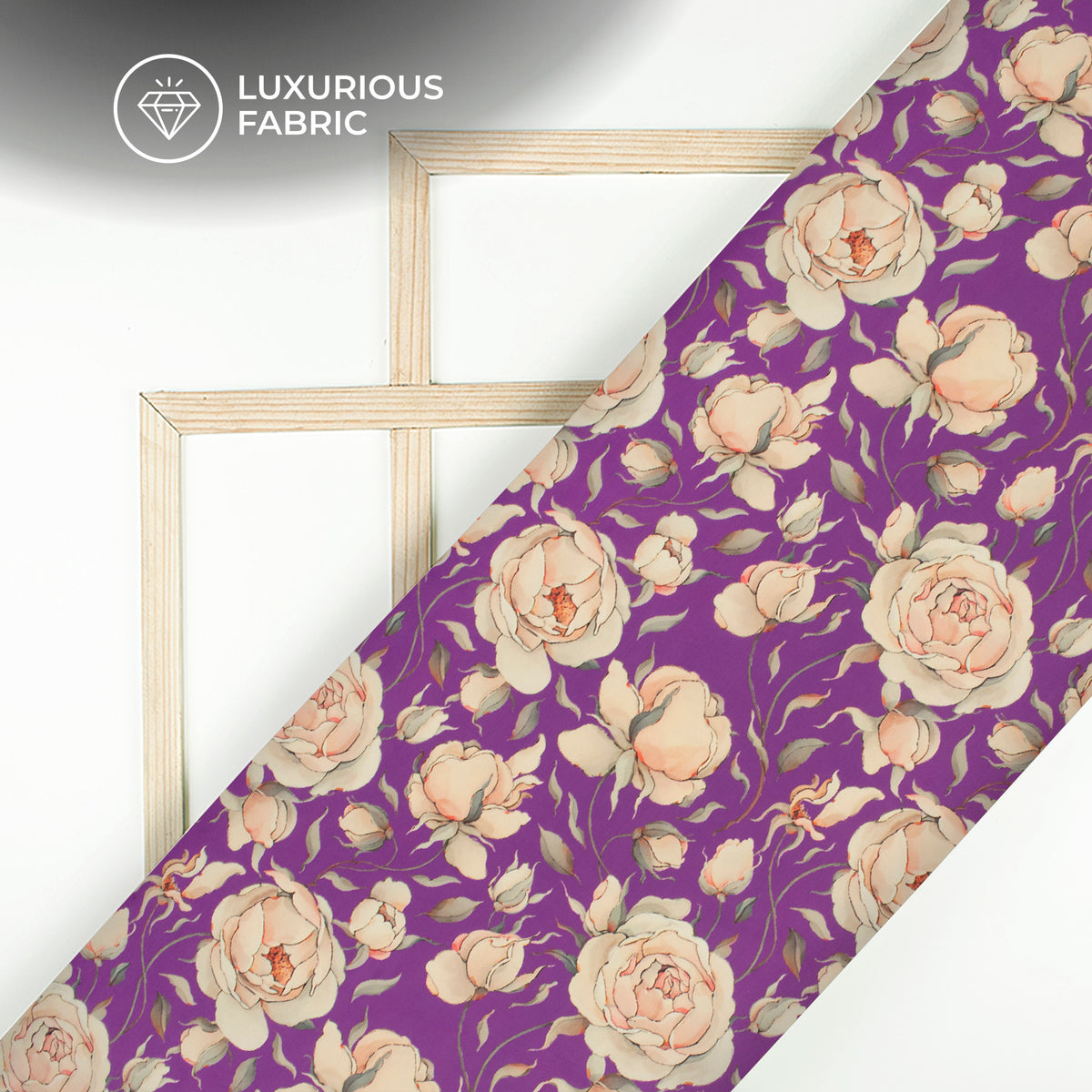 Purple Floral Digital Print Modal Satin Fabric