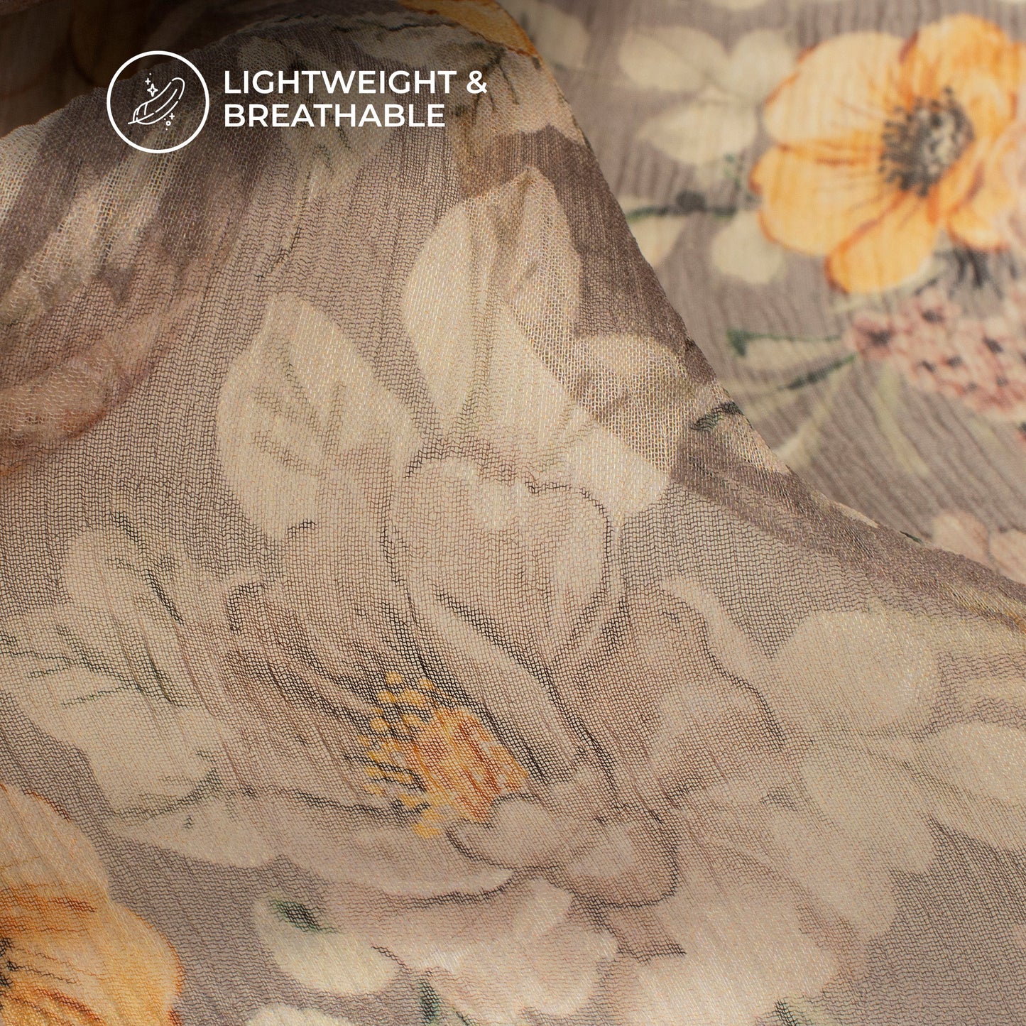 Garden Delight: Floral Digital Print Bemberg Chiffon Fabric