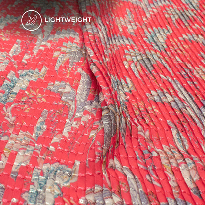 Vintage Floral Pleated Sequins Georgette Fabric