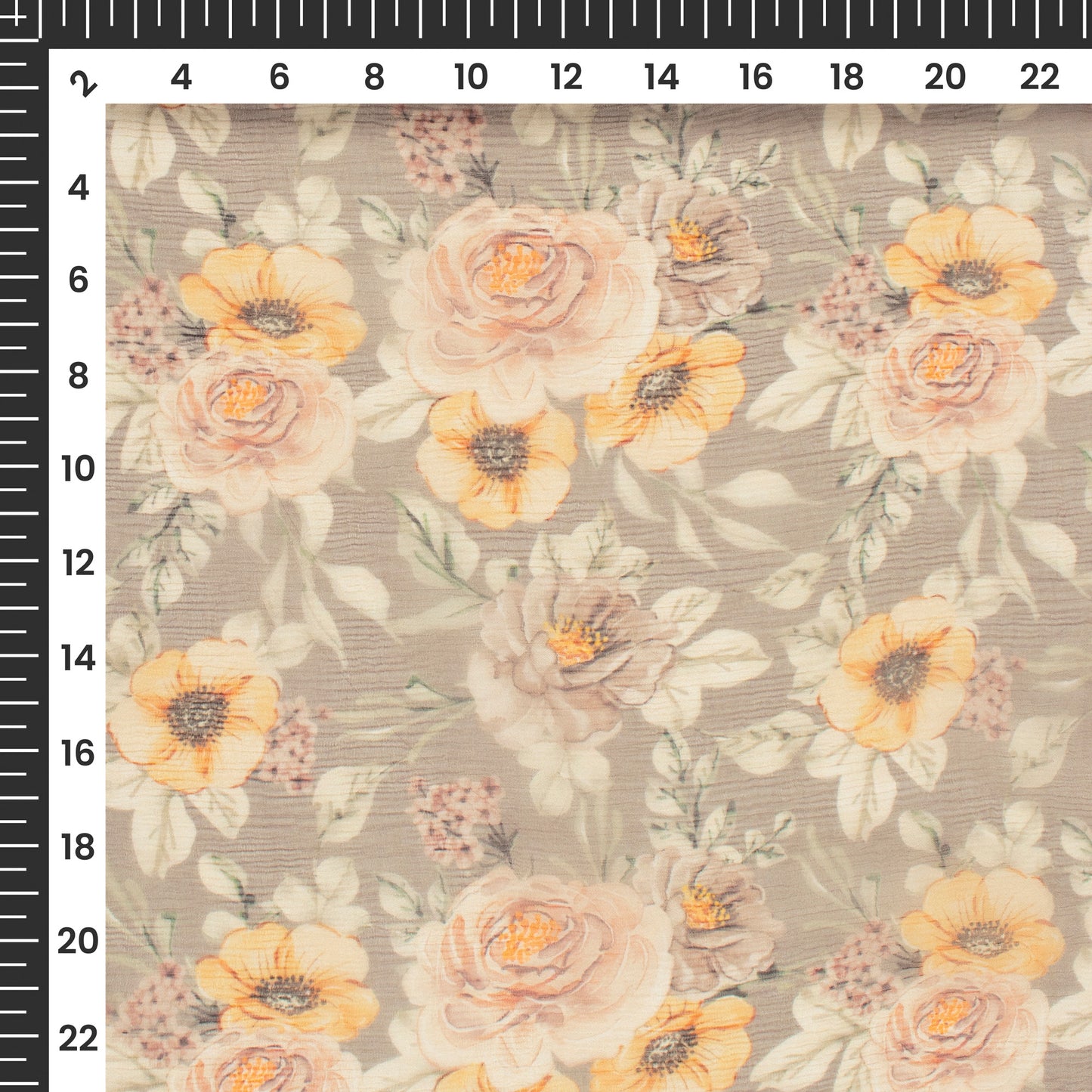 Garden Delight: Floral Digital Print Bemberg Chiffon Fabric