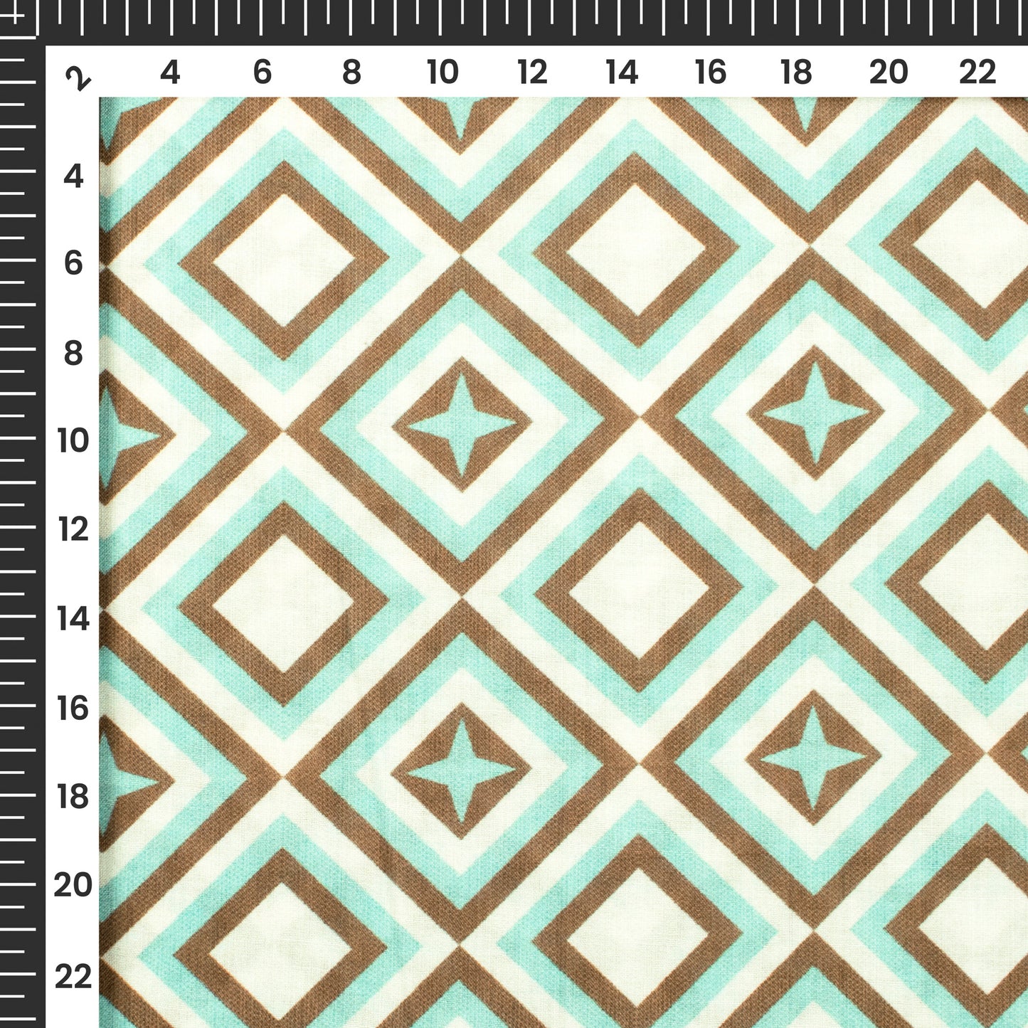 Tiffany Blue Geometric Digital Print Poly Glazed Cotton Fabric