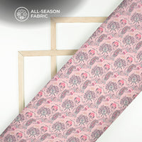 Pink Paisley Digital Print Chiffon Satin Fabric