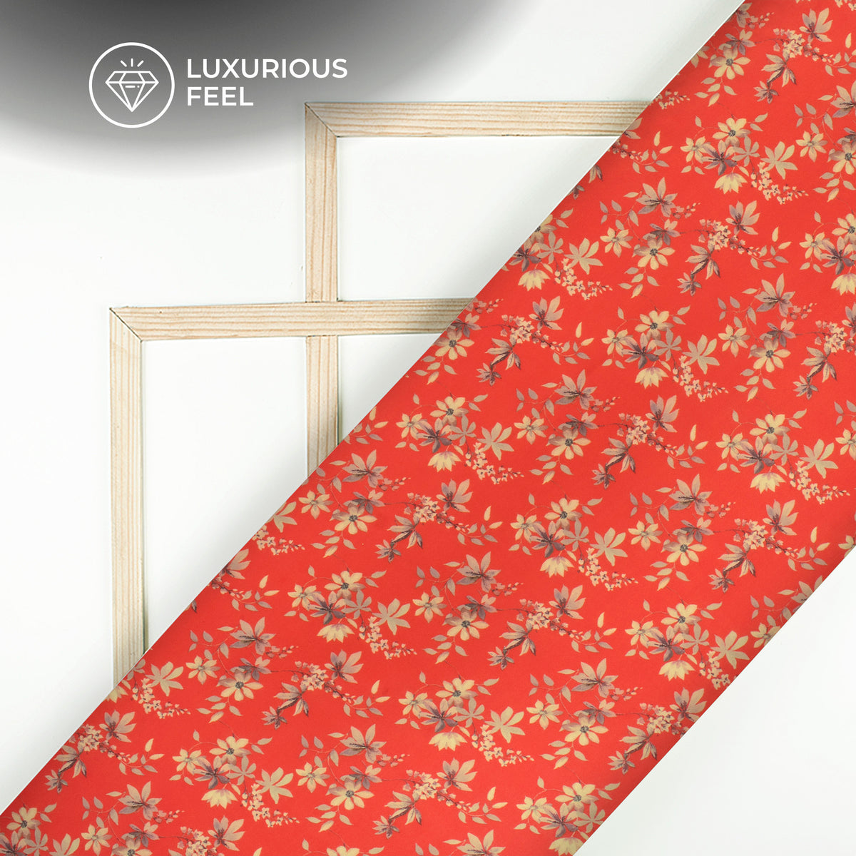 Scarlet Red Floral Digital Print Georgette Satin Fabric