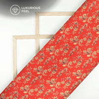 Scarlet Red Floral Digital Print Georgette Satin Fabric